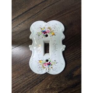 Vintage German Porcelain Floral Light Switch Plate Rococo Style 6712